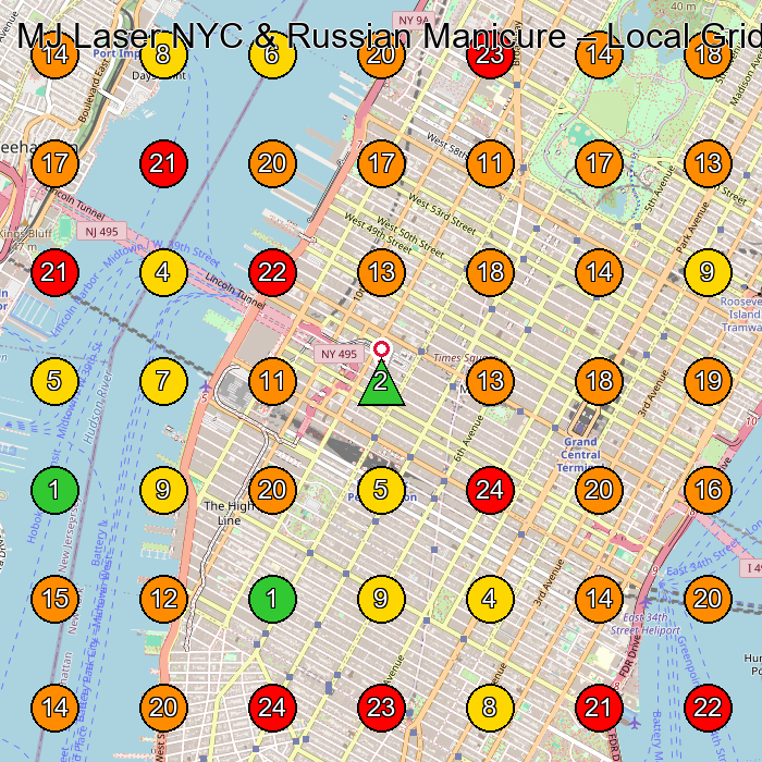 MJ Laser NYC & Russian Manicure Laser Hair Removal Service GeoGrid ranking map for suite 7 New